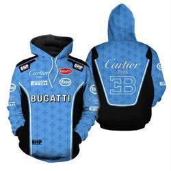 Bugatti 3D All Over Print Hoodie Shirt, Brand Bugatti Logo Racing Shirt