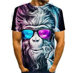 Graphic Tee Prints Orangutan Animal 3D T-shirt Short Sleeve Daily Tops Basic Casual Rainbow Meaningful Gift For Family Gift For Boyfriend Valentine Gift