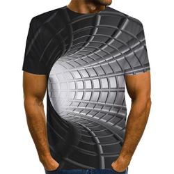 Tee T shirt 3D Print Graphic Optical Illusion Print Short Sleeve Daily Tops Basic Designer Meaningful Gift For Family Gift For Boyfriend Valentine Gift
