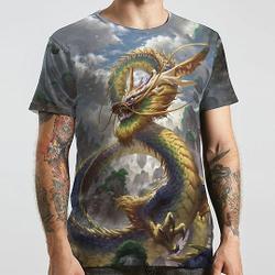 3D Print Dragon Graphic Prints Short Sleeve Casual Tops Unisex Tee T-shirt Meaningful Gift For Family Gift For Boyfriend Valentine Gift