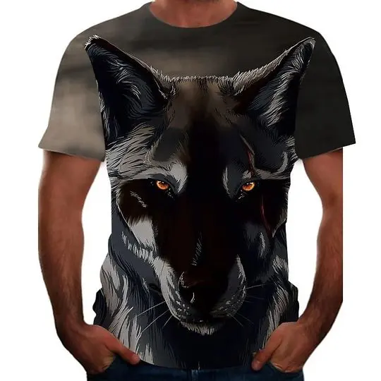 3D Print Graphic Wolf Animal Short Sleeve Street Tops Anime Meaningful Gift For Family Gift For Boyfriend Valentine Gift