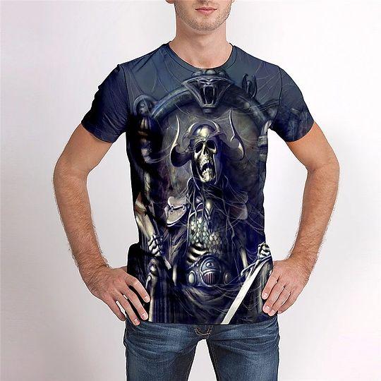 Unisex Tee T shirt 3D Print Graphic Prints Skull Short Sleeve Casual Tops Fashion Meaningful Gift For Family Gift For Boyfriend Valentine Gift