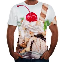 T shirt 3D Print 3D Ice Cream Short Sleeve Casual Tops White Blue Red Meaningful Gift For Family Gift For Boyfriend Valentine Gift