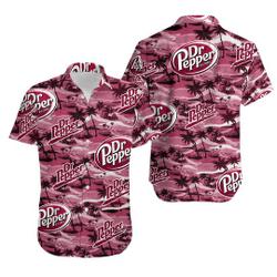 Dr.Pepper Hawaiian Sea Island Pattern hawaiian shirt Gift For Your Girlfriend Boyfriend Gift For Love Gift For Friend Best Valentine Present Holiday Gift