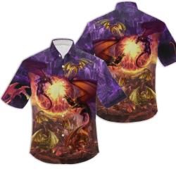 Dragons with Breathing Fire Art Hawaiian Shirt Gift For Your Girlfriend Boyfriend Gift For Love Gift For Friend Best Valentine Present Holiday Gift
