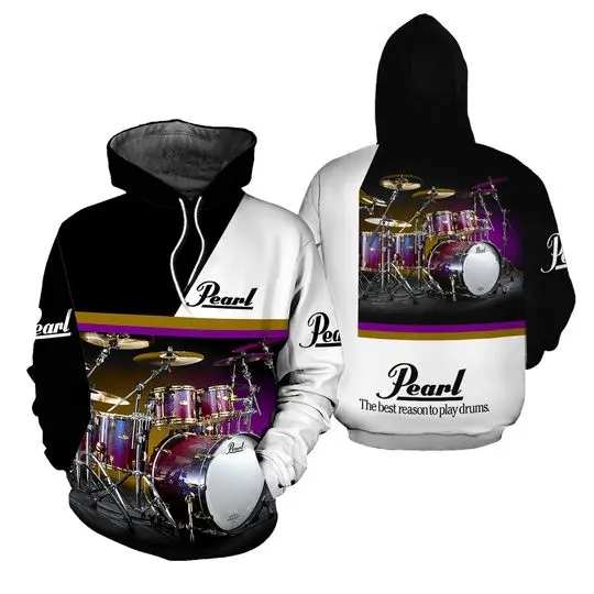 Drums 3D All Over Printed Clothes, Pearl Hoodie Shirt