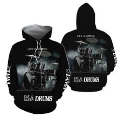 Drums 3D All Over Printed Clothes, Tama Life Is Simple Hoodie Shirt