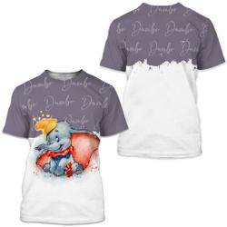Dumbo Elephant Gray Watercolor Glitter Disney Graphics Cartoon 3D Tshirt Meaningful Gift For Family Gift For Boyfriend Valentine Gift
