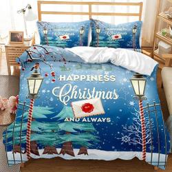 Red Green Snowflake and Tree Pattern Theme Bedding Set Gift For Your Girlfriend Boyfriend Gift For Love Gift For Friend Best Valentine Present Holiday Gift