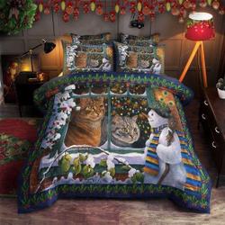 Cat Christmas Pattern Christmas Bedding SetsGift For Your Girlfriend Boyfriend Gift For Love Gift For Friend Best Valentine Present Holiday Gift