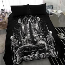Skull Hooded Demon Impaled Coffin Shrine Bedding Set Gift For Your Girlfriend Boyfriend Gift For Love Gift For Friend Best Valentine Present Holiday Gift