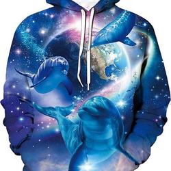 Men's Dolphin Fleece Hooded Sweatshirt 3D Beautiful Scence Printed Hoodie Men Women Series 63