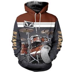 Drums 3D All Over Printed Clothes, Tama Music Drums Hoodie Shirt