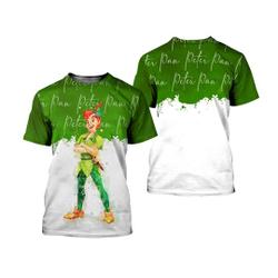 Peter Pan Green Watercolor Glitter Disney Graphics Cartoon 3D Tshirt Meaningful Gift For Family Gift For Boyfriend Valentine Gift