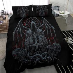 Skull Headless Savior Inverted Cross Hooded Batwing Demon Serpent Bedding Set Gift For Your Girlfriend Boyfriend Gift For Love Gift For Friend Best Valentine Present Holiday Gift