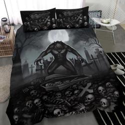 Skull Skeleton Werewolf Pack Creepy Moon light Bedding Set Gift For Your Girlfriend Boyfriend Gift For Love Gift For Friend Best Valentine Present Holiday Gift
