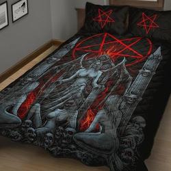 Skull Satanic Pentagram Lust Throne Quilt Bedding Set Gift For Your Girlfriend Boyfriend Gift For Love Gift For Friend Best Valentine Present Holiday Gift