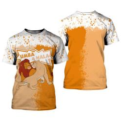 Lion King Simba & Nala Orange Splatter Paint Disney Graphics Cartoon 3D Tshirt Meaningful Gift For Family Gift For Boyfriend Valentine Gift
