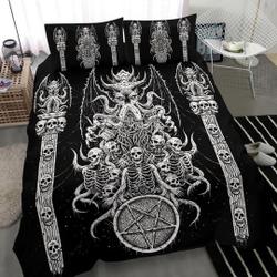 Skull Skeleton Satanic Pentagram Demon Octopus Shrine Bedding Set Gift For Your Girlfriend Boyfriend Gift For Love Gift For Friend Best Valentine Present Holiday Gift
