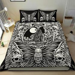 Skull Occult Crow Moth Bedding Set Gift For Your Girlfriend Boyfriend Gift For Love Gift For Friend Best Valentine Present Holiday Gift