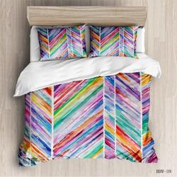 Geometric Rainbow Colorful Bedding Set Gift For Your Girlfriend Boyfriend Gift For Love Gift For Friend Best Valentine Present Holiday Gift