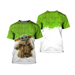 Baby Yoda Green Watercolor Glitter Disney Graphics 3D Tshirt Meaningful Gift For Family Gift For Boyfriend Valentine Gift