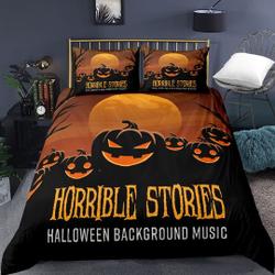 Happy Halloween Duvet Cover Pumpkin Bats Haunted Print Festival Decorations Bedding Funny Queen SizeGift For Your Girlfriend Boyfriend