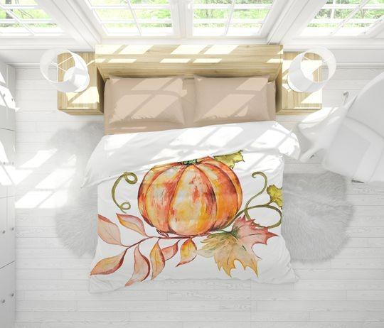 Pumpkin and Leaves Artsy Duvet Cover for Fall and HalloweenGift For Your Girlfriend Boyfriend Gift For Love Gift For Friend Best Valentine Present Holiday Gift