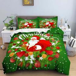 Santa Claus Christmas wreath green Bedding Set Gift For Your Girlfriend Boyfriend Gift For Love Gift For Friend Best Valentine Present Holiday Gift