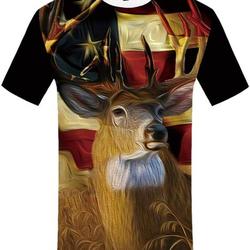 Deer T Shirts for Men American Flag T-Shirt Elk Hunting Shir Meaningful Gift For Family Gift For Boyfriend Valentine Gift