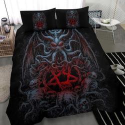 Skull Skeleton Demon Octopus Satanic Pentagram Bedding Set Gift For Your Girlfriend Boyfriend Gift For Love Gift For Friend Best Valentine Present Holiday Gift