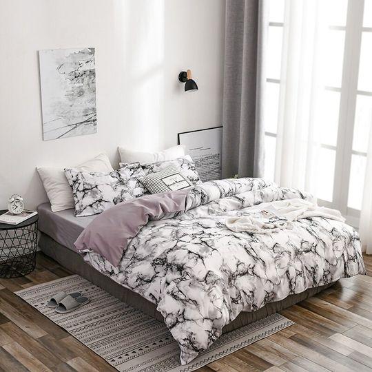 White Marble Bedding Set Gift For Your Girlfriend Boyfriend Gift For Love Gift For Friend Best Valentine Present Holiday Gift