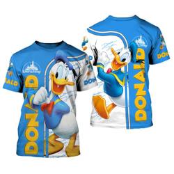 Cute Donald Duck Tshirt Pattern Disney Cartoon Outfits Unisex Casual T-shirts Meaningful Gift For Family Gift For Boyfriend Valentine Gift