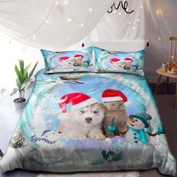 Cat Dog Merry Christmas Bedding SetsGift For Your Girlfriend Boyfriend Gift For Love Gift For Friend Best Valentine Present Holiday Gift