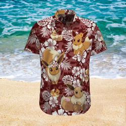 Eevee Pokemon Anime Summer Hawaiian shirt Gift For Your Girlfriend Boyfriend Gift For Love Gift For Friend Best Valentine Present Holiday Gift