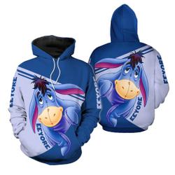 Eeyore Donkey Blue Stripe Cross Disney 3D Printed Hoodie