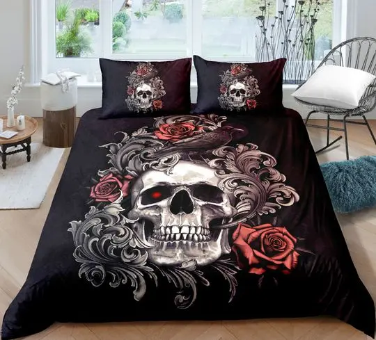 Skull Queen Skeleton Floral Skull Bedding Set Gift For Your Girlfriend Boyfriend Gift For Love Gift For Friend Best Valentine Present Holiday Gift