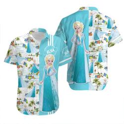 Elsa Frozen Floral Hawaiian Shirt Gift For Your Girlfriend Boyfriend Gift For Love Gift For Friend Best Valentine Present Holiday Gift