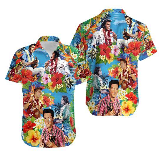 Elvis Presley Hawaiian Shirt, Music Hawaiian Shirt, Aloha Summer Tee, Gift For Your Girlfriend Boyfriend Gift For Love Gift For Friend Best Valentine Present Holiday Gift
