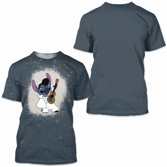 Elvis Stitch Bleached Shirt Meaningful Gift For Family Gift For Boyfriend Valentine Gift