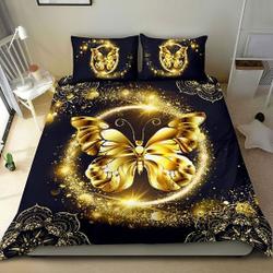 Butterfly Golden Glitter Circle Christmas Bedding SetsGift For Your Girlfriend Boyfriend Gift For Love Gift For Friend Best Valentine Present Holiday Gift