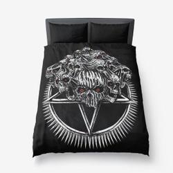 Heavy Metal Room Decor-Skull Spike Pentagram  Bedding Set Gift For Your Girlfriend Boyfriend Gift For Love Gift For Friend Best Valentine Present Holiday Gift
