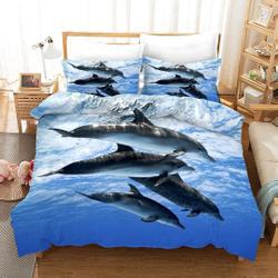 Blue Ocean Grey Dolphins Bedding SetsGift For Your Girlfriend Boyfriend Gift For Love Gift For Friend Best Valentine Present Holiday Gift