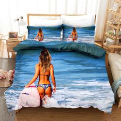 Beach Standing Surfboard in Ocean Waves Bedding Set Gift For Your Girlfriend Boyfriend Gift For Love Gift For Friend Best Valentine Present Holiday Gift