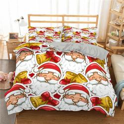 Smiling Santa Claus faces Christmas Bedding Set Gift For Your Girlfriend Boyfriend Gift For Love Gift For Friend Best Valentine Present Holiday Gift