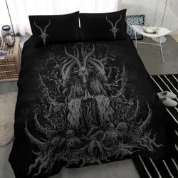 Skull Skeleton Satanic Goat Killer White Eye Grey Version Bedding Set Gift For Your Girlfriend Boyfriend Gift For Love Gift For Friend Best Valentine Present Holiday Gift
