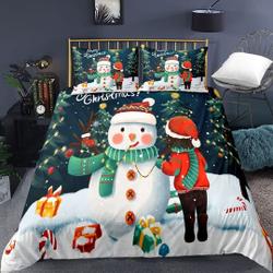 Ultra Softly 3D Cartoon Santa Claus with Christmas Tree Bedding Set Gift For Your Girlfriend Boyfriend Gift For Love Gift For Friend Best Valentine Present Holiday Gift