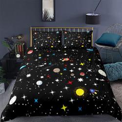 Planets Galaxy Black Bedding Set Gift For Your Girlfriend Boyfriend Gift For Love Gift For Friend Best Valentine Present Holiday Gift
