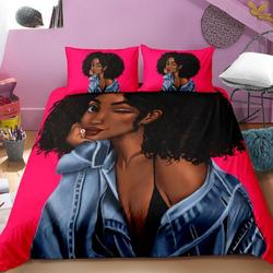 Bedding Set Queen, African American Black GirlGift For Your Girlfriend Boyfriend Gift For Love Gift For Friend Best Valentine Present Holiday Gift