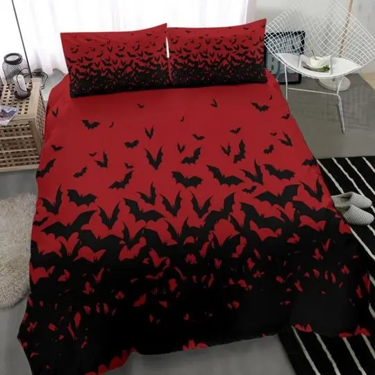 Gothic Bedding Set - Swarming Bats GothGift For Your Girlfriend Boyfriend Gift For Love Gift For Friend Best Valentine Present Holiday Gift